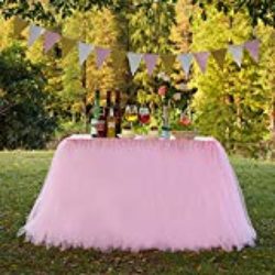 Funda para mesa hecha a mano, de tul para mesa de boda, improvisaci&oacute;n de boda, Navidad, fiesta de A&ntilde;o Nuevo, D&iacute;a de San Valent&iacute;n, baby shower, cumplea&ntilde;os, decoraci&oacute;n de fiesta para ni&ntilde;as, Tul, Rosa, 47 inch *32 inch [OFERTAS]