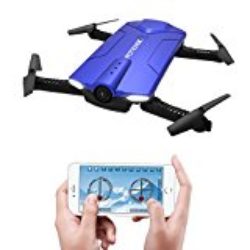 Potensic Drone Plegable y Portátil con Cámara Wifi 720P, Mini Drone Controlado Directamente por la APP de Móvil, es Ideal para los Principantes -Azul [OFERTAS]