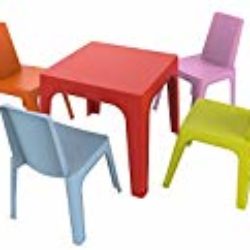 Resol Julieta Set Infantil de 4 1, 1 Mesa Roja + 4 Sillas Rosa/Naranja/Azul/Lima, 60x51x78 cm, 5 Unidades [OFERTAS]