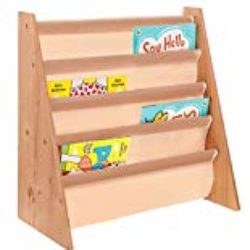 Colorida estanter&iacute;a infantil de madera estilo revistero, de Livivo&reg;. Biblioteca de madera de f&aacute;cil acceso con estantes con suave tejido de nailon para proteger los libros de tus ni&ntilde;os. Tiene la altura perfecta para los j&oacute;venes lectores [OFERTAS]