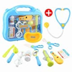 Ailiebhaus Doctor Juguetes Maletin para Niños Maletín Médico Juguete de Doctora Para Infantiles 3 Años, Herramientas Juguete Set 12 Piezas (Azul) [OFERTAS]