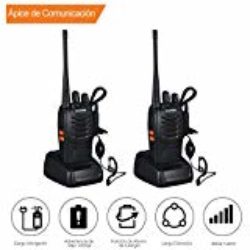 Walkie Talkie, VHF / UHF FM Transceptor 400-470MHz Linterna de Walkietalkie recargable 5W 16Ch con auriculares Radio bidireccional [OFERTAS]