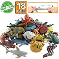Animal marino, 18 paquetes de juguetes de goma de baño, material grado alimenticio – TPR de super elasticidad. Se puede cambiar el color de algunos tipos, fiesta de las figuras del mundo zoológico de juguete de baño flotante y blando, baño con tiburón, pulpo y pez simulado. [OFERTAS]