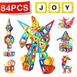 Mini Juego de Construcción, Distianert 84 Piezas 3D Bloques Magneticos/ Construcciones Magneticas / Juegos Magnéticos /Juguetes Creativos y Educativos Magnéticos para Niños el Mejor Regalo para Cumpleaños y Fiestas [OFERTAS]
