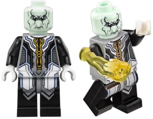 Minifigura LEGO del malvado Ebony Maw, miembro del equipo de villanos de Thanos
