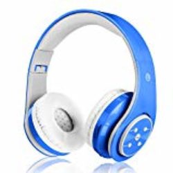 Auriculares inalámbricos bluetooth para niños y adultos, sonido estéreo, cascos recargables y plegables con micrófono integrado, incluyen cable USB de carga, puerto para tarjeta micro SD (TF card), función radio FM, función manos libres para teléfono, compatible con Smartphones Android, IPhone, Ipad, Ipod, tablets, TV etc y con todo tipo de aparatos Bluetooth, ideal para usar con el ordenador azul [OFERTAS]