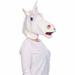 Cabeza de Unicornio Blanco Máscara de Látex Unisex Accesorio Carnaval Fiesta Halloween [OFERTAS]