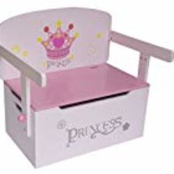 Kiddi Style Caja Almacenaje Juguetes + Banco y Mesa + Silla – Diseño Princesas – Convertible – Madera – para niños [OFERTAS]