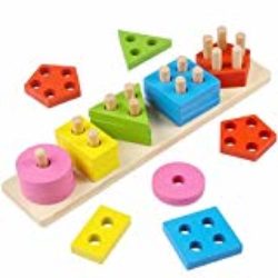 Apilables Puzzle clasificador Set con geométrico Piezas para Encaja Tablero Madera Rompecabezas para Bebe 2 años Juguetes Montessori Infantil [OFERTAS]