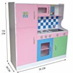 Kiddi Style Cocina Madera Infantil – Cocina Juguete Niños Extra Grande Tonos Pastel [OFERTAS]