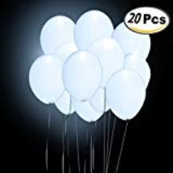 Joykey Globos de luz led 20 Piezas Globos de látex Premium para Navidad, Fiesta, Cumpleaños, decoración de la Boda, Blanco 12 Pulgadas [OFERTAS]