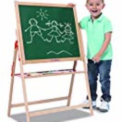 Eichhorn – 100002578 – Pizarra magnética, Stand Pizarra, 35 x 56 x 87 cm, madera de haya, incluye 10 tizas y esponja [OFERTAS]