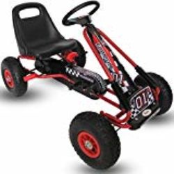 Kiddo by Raygar Racer – Kart de pedales para niños (asiento ajustable, ruedas de goma para niños de 4 a 8 años), color rojo [CHOLLO]