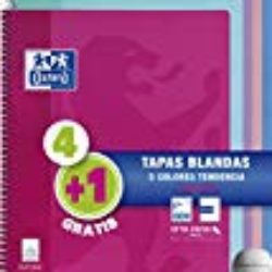 Oxford – Pack de 5 cuadernos (tapa blanda, 80 hojas, cuadrícula 4×4 con margen, colores surtidos tendencia) [OFERTAS]