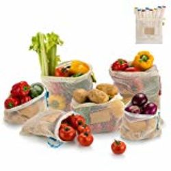 COMLIFE Bolsa de la Compra de Red Reutilizable Malla de Algodón Ecológica Lavable a Máquina Plegable y Resistente para Guardar Frutas, Verduras,etc -Kit de 9 Bolsas, 3 Tamaños [OFERTAS]