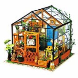 ROBOTIME Dollhouse Kit Rénovation de meubles Woodcraft Kit de Construction Mini Maison de Bricolage à la main Avec Lumières et Accessoires Miniature Home Decor Décor de Noël (Cathy’s flower house) [OFERTAS]
