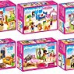 PLAYMOBIL® maison de poupées set en 6 parties 5304 5306 5307 5308 5309 5336 chambre pour bébé avec berceau + chambre d’enfant + salle de bains + salle de séjour avec cheminée + chambre à coucher + cuisine [OFERTA FINALIZADA]