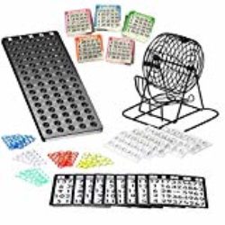 Bingo Lotto Numbers Juego de máquina hecho de metal, 75 cuencos, 500 tarjetas de bingo, 150 fichas de bingo incluidas. [OFERTA FINALIZADA]