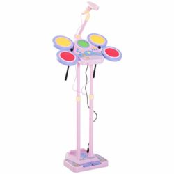 Homcom Kit Tambor de Jazz con Micrófono Set Batería Electrónica Infantil Juguete Musical de Instrumentos con MP3 Sonidos 45x25x140cm [OFERTAS]