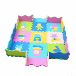 Trimming Shop Juego de 9 Piezas de Alfombrilla de Juego de Puzzle, no tóxica, Extra Gruesa, Plegable, con Bordes de Valla, Azulejos de Espuma para Crawling, Actividades, 30,5 cm [OFERTAS]