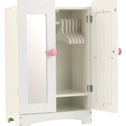 KidKraft 60132 Armario de madera Lil’ Doll para muñequitas de 45 cm con 6 perchas incluidas, muebles para dormitorio de niños [OFERTAS]