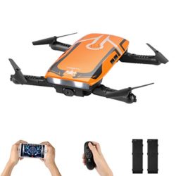 H818 Drone con Camara HD, Mini Dron Plegable WIFI FPV, una tecla de retorno / retención de la altitud / modo sin cabeza / 2.4G 4 canales 6 Sensor de gravedad Axis RC Selfie Quadcopter dron con dos Battries [OFERTAS]