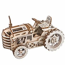ROBOTIME Rompecabezas de madera 3D cortado con láser – Kits de modelo autopropulsados – Juego de construcción mecánica – Rompecabezas para niños, adolescentes y adultos (Tractor) [OFERTAS]