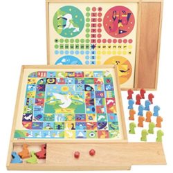 JeuJura – 8117 – Juego de la oca y pequeño Caballo – Bandeja con – Plumier (Madera [OFERTAS]