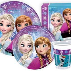 Ciao Y2499 Kit para mesa de fiesta Disney Frozen para 24 personas (112 piezas: 24 platos grandes, 24 platos medianos, 24 vasos, 40 servilletas) [OFERTAS]