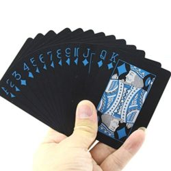 Rocita Juego de Cartas de mágico de PVC a Prueba de Agua Set Pure Black Poker tareja Classic Magic Trick Tool, 54 Piezas / Cubierta [OFERTAS]