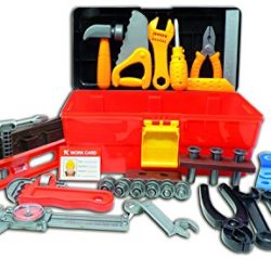Juego de herramientas de juguete de lujo para niños pequeños TG668 – Juego de herramientas divertidas para niños con 40 piezas que incluye taladro accionado por baterías ThinkGizmos (Marca registrada y protegida) [OFERTAS]