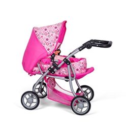 MINI MOMMY DISVALTOYS Carro de muñecas 3 en 1 – Transformable en sillita – Capazo extraible – manillar regulable en altura: 30 – 62 cm – plegable. – Cochecito de muñecas – Pink [OFERTAS]