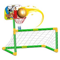 deAO Set de Deportes 2en1 – Futbol y Baloncesto Infantil – Portería, Cesta y Balones Incluidos [OFERTAS]