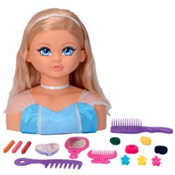 FALCA Busto Princess. Cabeza de muñeca para peinar y maquillar de 28 cm. Cabello Rubio Hermoso. Accesorios de Peinado y Maquillaje incluidos. Apta para niñas Mayores de 3 años [OFERTAS]