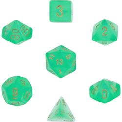 Polyhedral 7-Die Borealis Dice Set – Light Green with Gold [Toy] [OFERTAS]