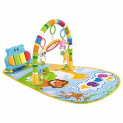 Alfombra de juego multifuncional Baby Play Mat Juguete de gimnasio para niños pequeños Alfombra con música Pedal de piano Marco de ejercicios Juguete para bebés – Azul [OFERTAS]