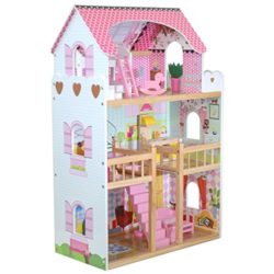 boppi® Casa De Muñecas De Madera para Niñas 3 Pisos Y 17 Accesorios/Muebles para Jugar [OFERTAS]