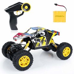 SGILE Juguete Coche Todoterreno, Coche Teledirigido de RC con 2 Pilas, 4WD, 2.4GHZ Racing Buggy para Niños Adultos, Amarillo [OFERTAS]