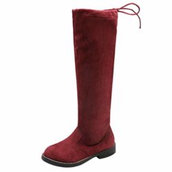 Botas Planos Alto,Zapatos de niña 4-13 Anos Casual Color Liso Goma Fondo Botines Christmas Yesmile Infantil Botas Planos [OFERTAS]