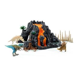 Schleich – Volcán gigante con T-Rex. Con múltiples funciones. Set con figuras y accesorios. [OFERTAS]