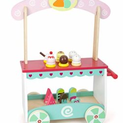 Small Foot 11065 Wooden cart, on Movable Wheels, with 12 Different Types, Waffle ice Cream can be Put Together by Yourself, a Nice Addition to The Market stall or Shop Toy, Multicolour [OFERTAS]