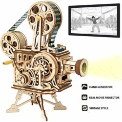 ROKR Vitascope Wooden Puzzle, Kits de construcción de Modelos mecánicos, Kit de construcción de Modelos de ingeniería, proyector de películas clásico con generador Manual para Adultos y Adolescentes [OFERTAS]